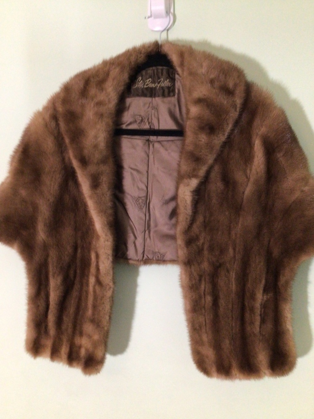 Genuine Light Brown Mink Fur Stole Cape Shawl Collar by Stix Buer & Fuller